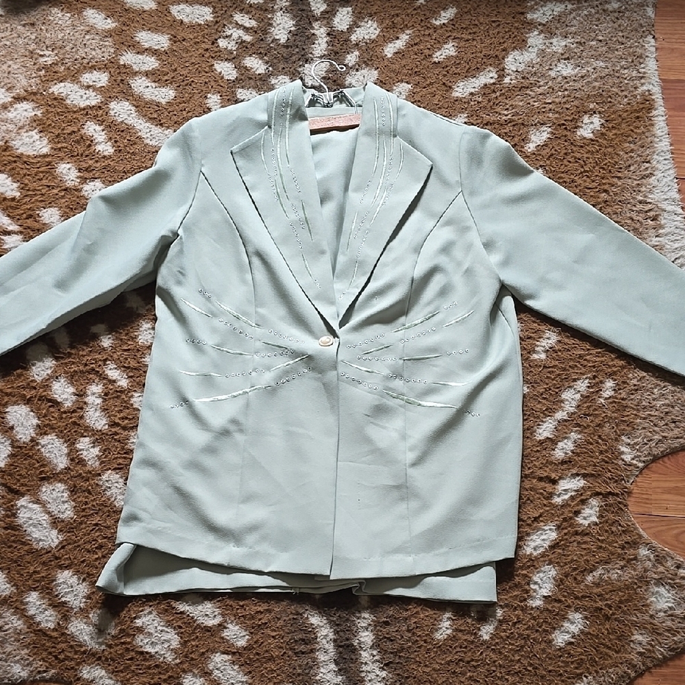 Elegant  PRIDE AND Joy Women's Blazer And Skirt Combo - Light Green